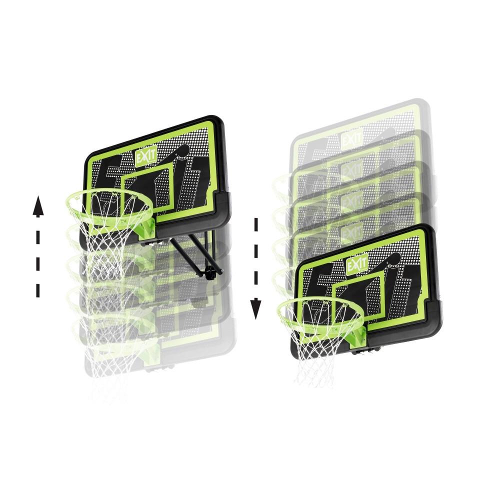 Регулюємий баскетбольний щит Exit Galaxy Black з кільцем і сіткою