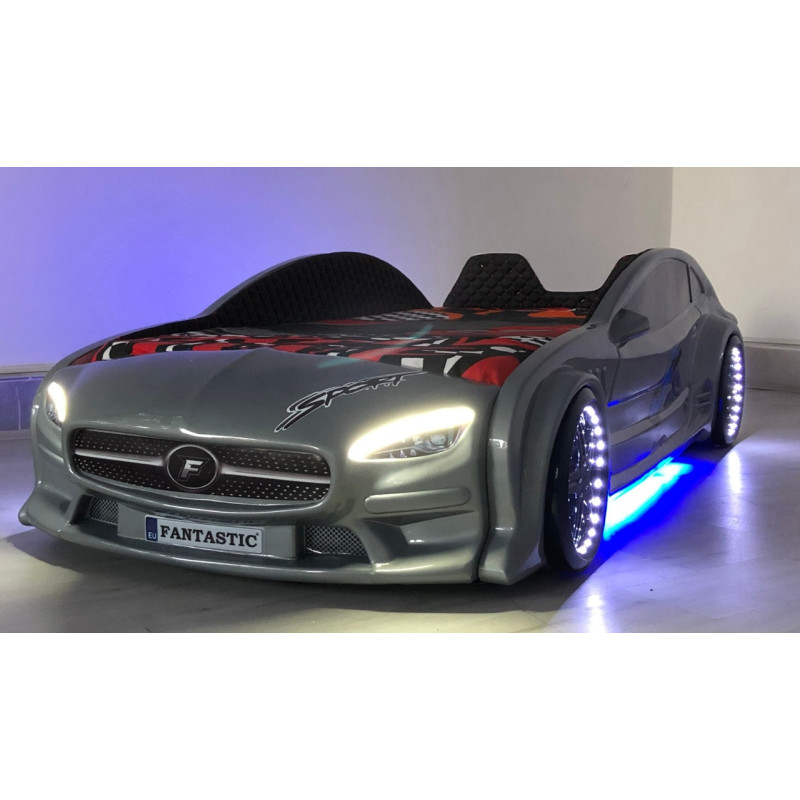 Детская кровать машина Mercedes GT+ 160 x 80 см, серая