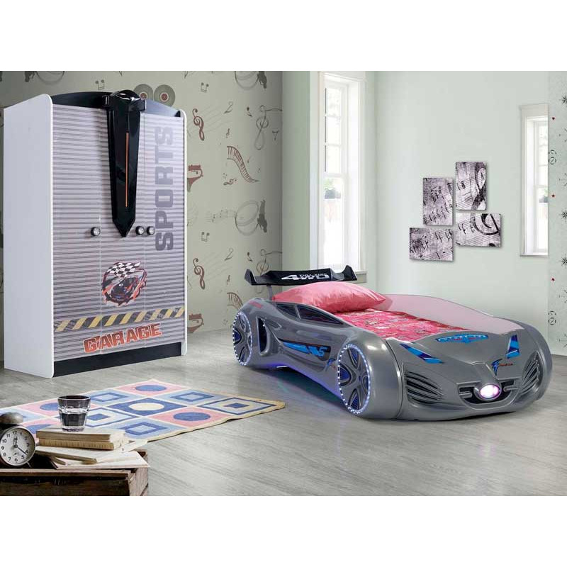 Детская кровать машина Tesla Star 190 x 90 см, серая