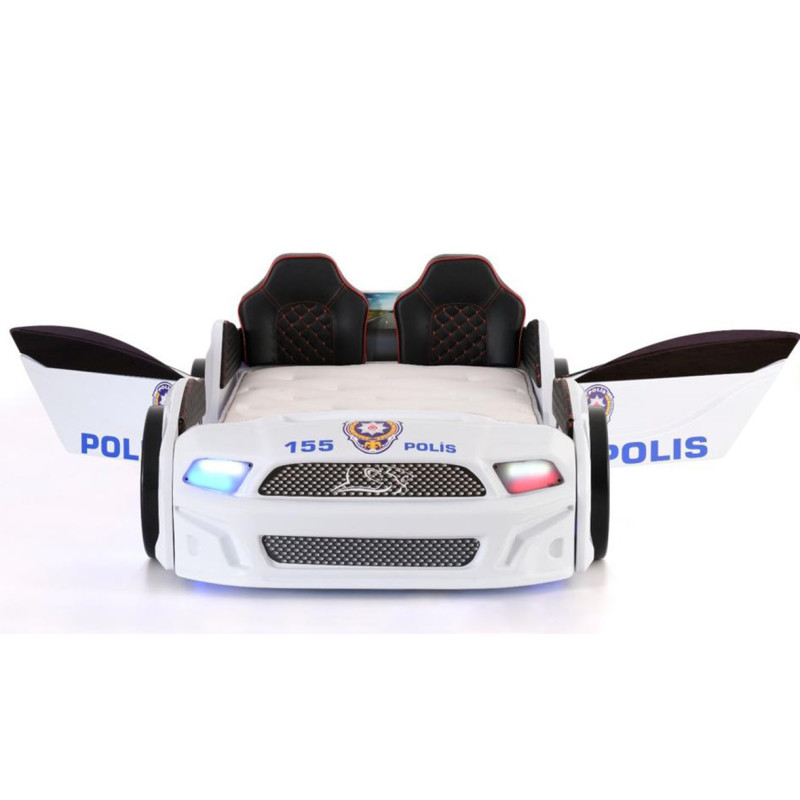 Детская кровать машина Police 190 x 90 см, белая