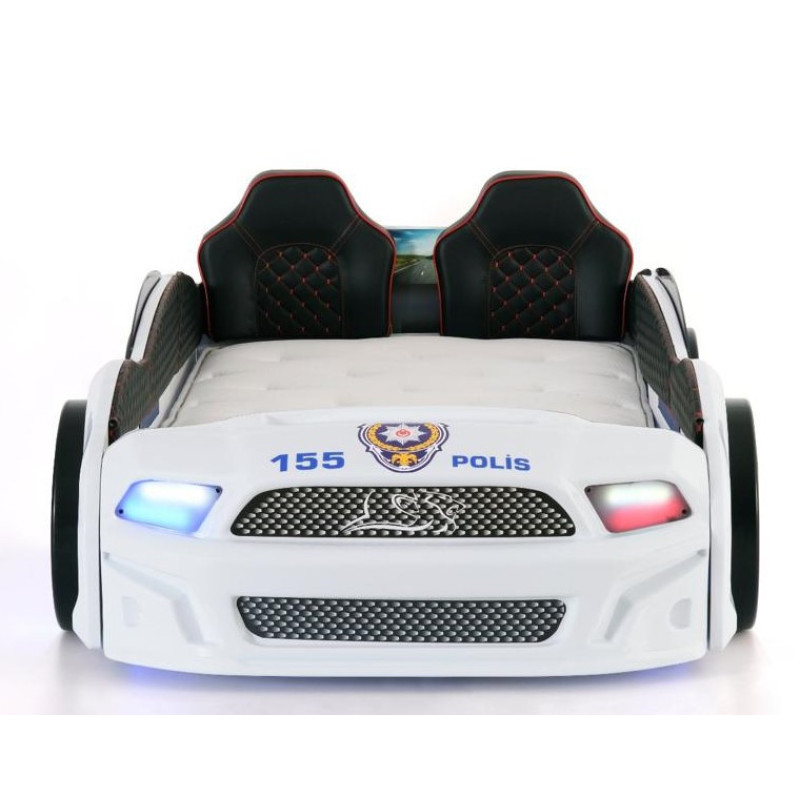Детская кровать машина Police 190 x 90 см, белая