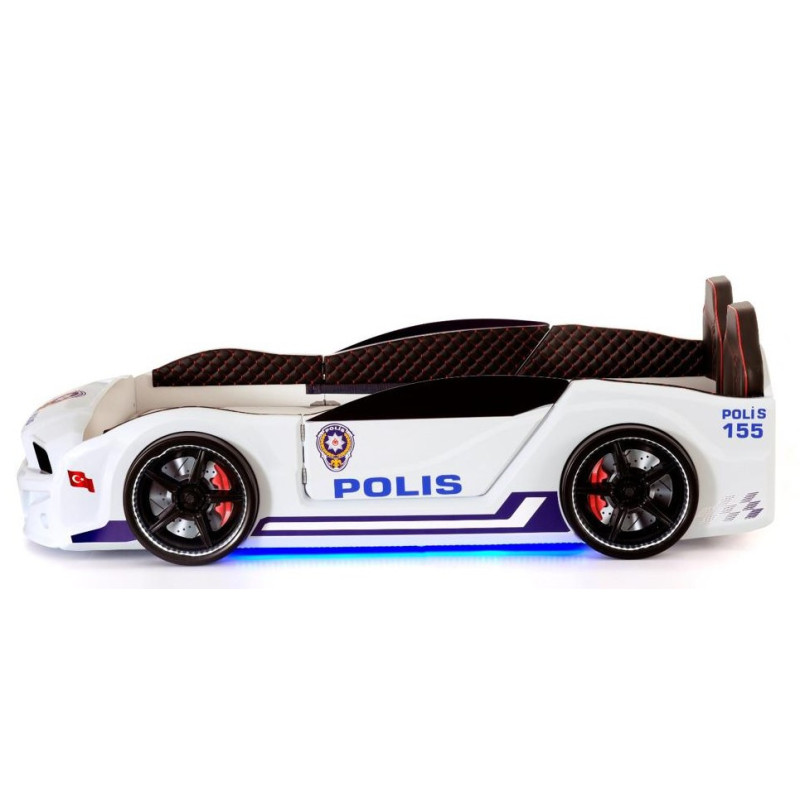 Детская кровать машина Police 190 x 90 см, белая