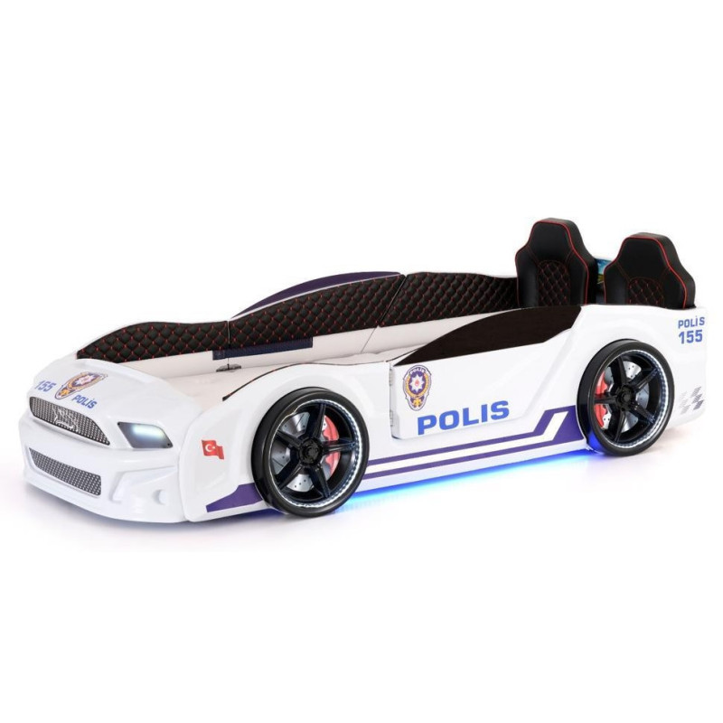 Детская кровать машина Police 190 x 90 см, белая
