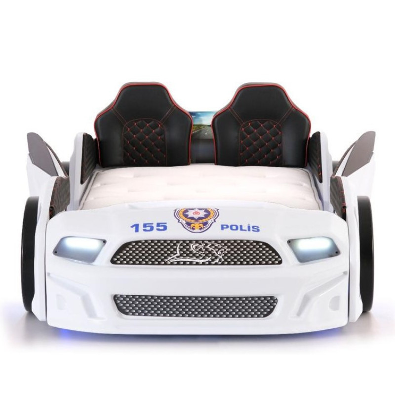 Детская кровать машина Police 190 x 90 см, белая