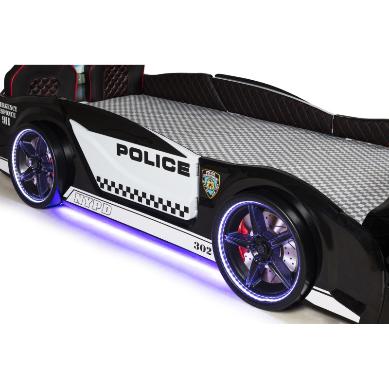 Детская кровать машина Police 190 x 90 см, чёрная