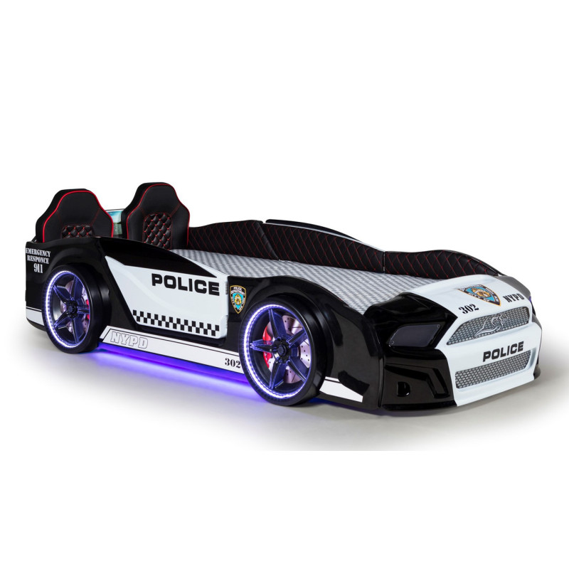 Детская кровать машина Police 190 x 90 см, чёрная