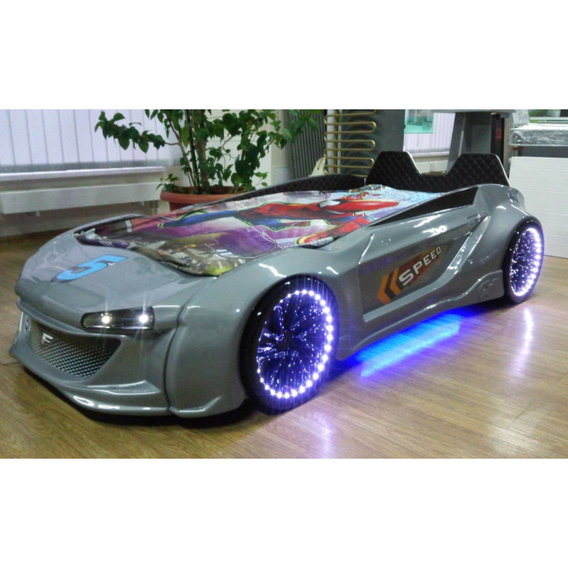 Детская кровать машина Jaguar 190 x 90 см, серая
