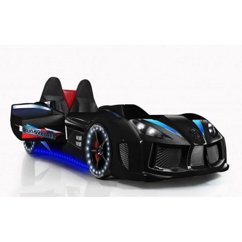 Детская кровать машина Audi 190 x 90 см с изголовьем, чёрная