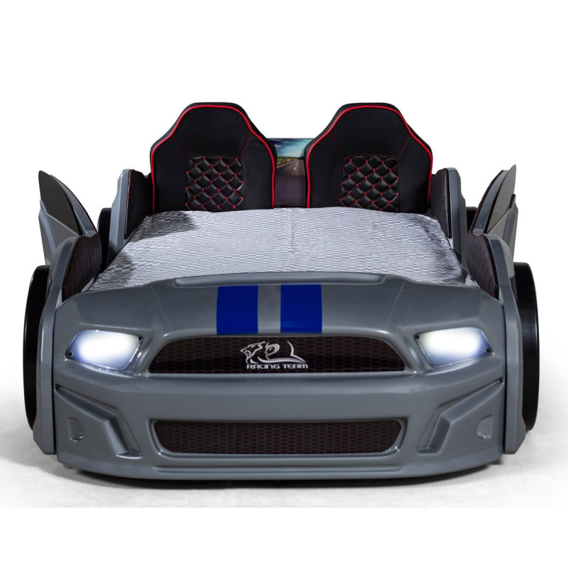 Детская кровать машина Mustang 190 x 90 см, серая