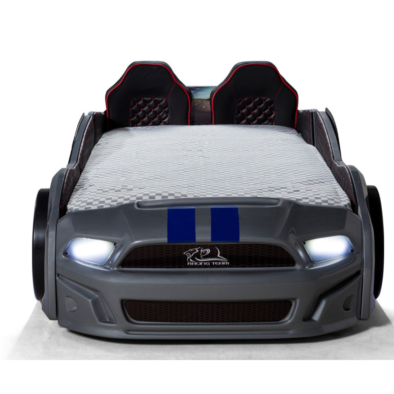 Детская кровать машина Mustang 190 x 90 см, серая