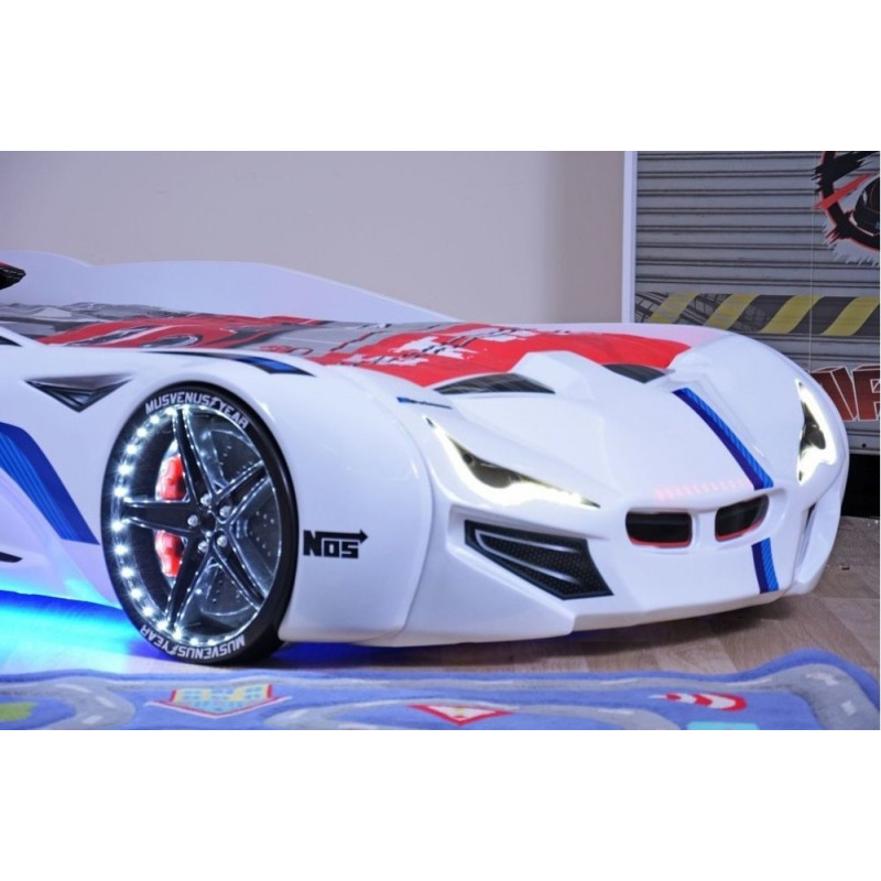 Детская кровать машина BMW 190 x 90 см, белая