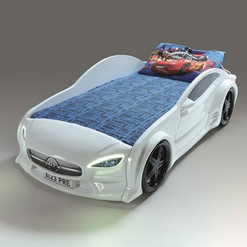 Детская кровать машина Mercedes GT 160 x 80 см, белая