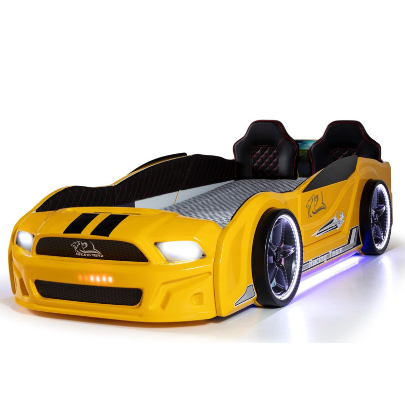 Детская кровать машина Mustang 190 x 90 см, жёлтая