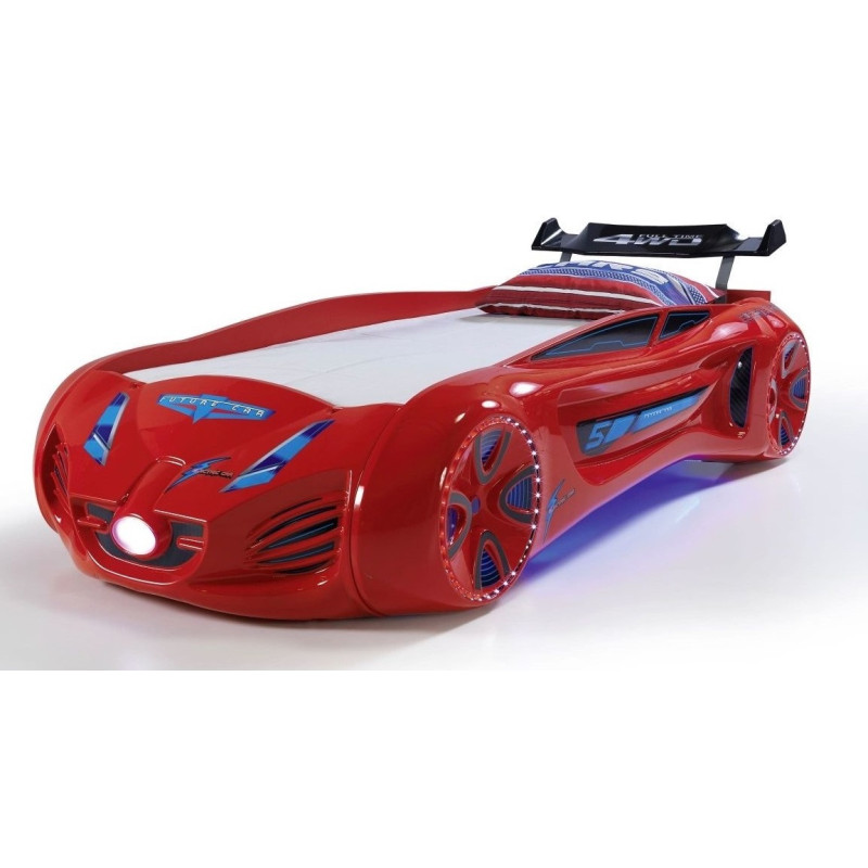 Детская кровать машина Tesla Star 190 x 90 см, красная
