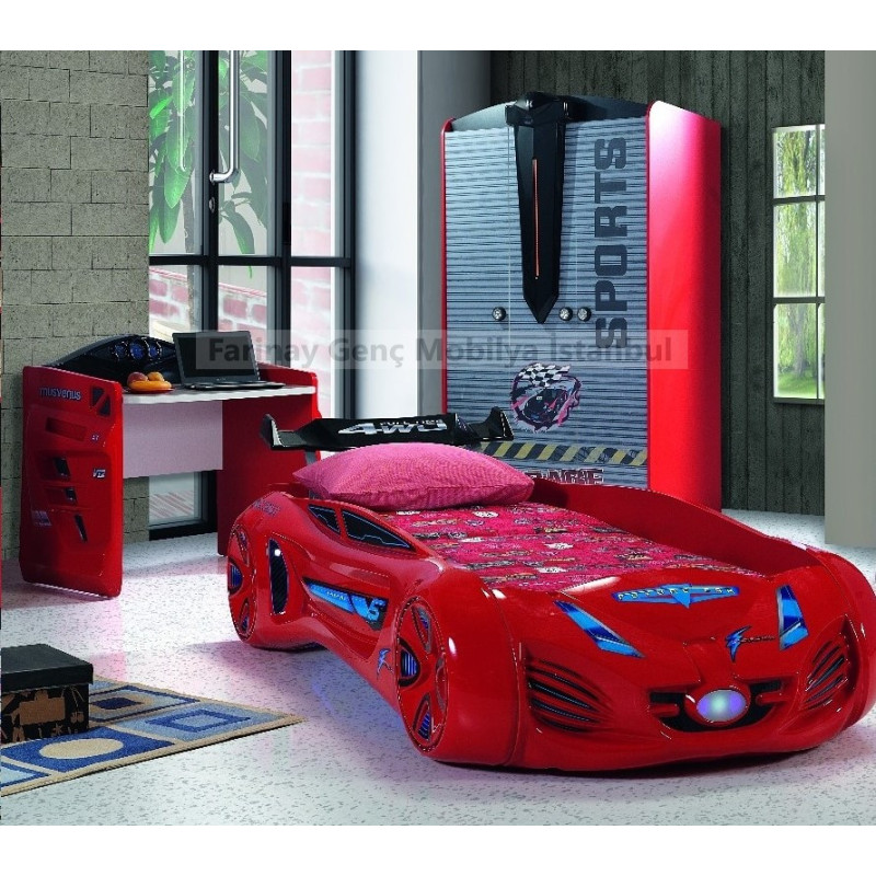Детская кровать машина Tesla Star 190 x 90 см, красная