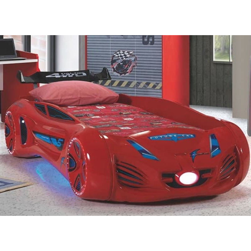 Детская кровать машина Tesla Star 190 x 90 см, красная