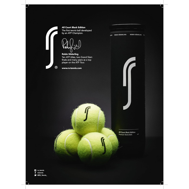 Мячи для тенниса Robin Soderling All Court Black Edition, 4 шт.