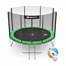 Батут Hop-Sport Green 305 см на 4 опорах с внешней сеткой и лестницей