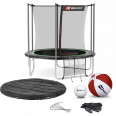 Батут Hop-Sport Black/Green 244 см с внутренней сеткой и лестницей