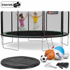 Батут Hop-Sport Black/Green 488 см с внешней сеткой и лестницей