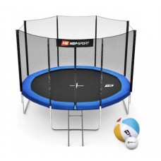 Батут Hop-Sport Blue 305 см на 4 опорах с внешней сеткой и лестницей