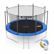 Батут Hop-Sport Blue 305 см на 4 опорах с внутренней сеткой и лестницей