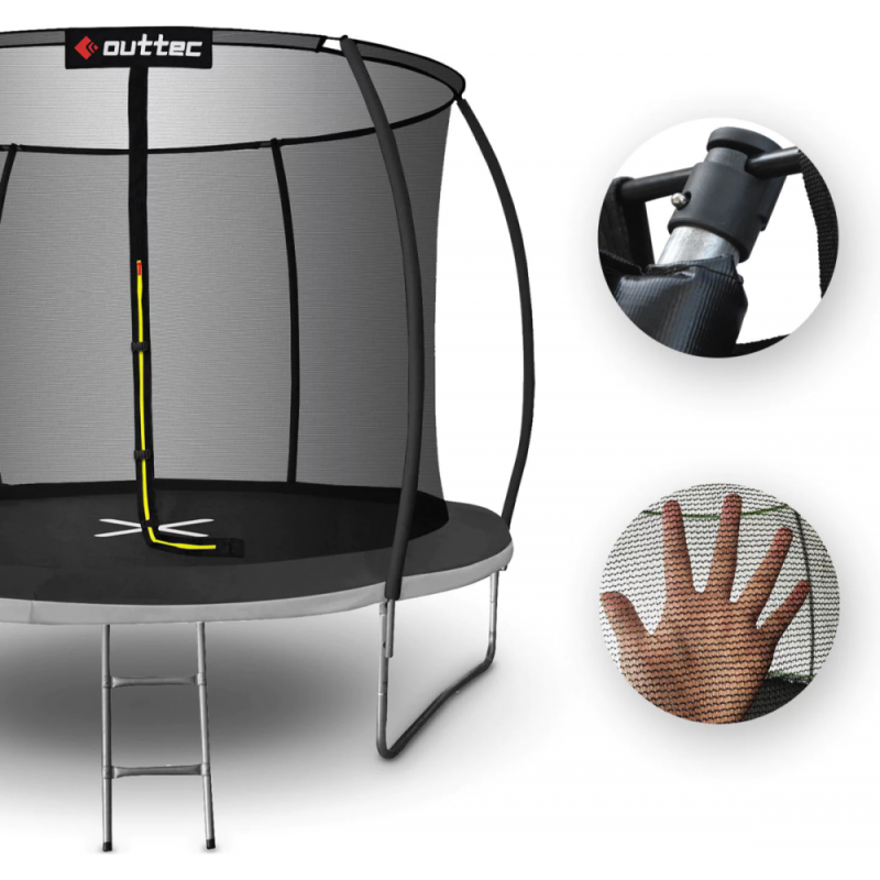 Батут Outtec Premium 374 см Black/Grey с сеткой и лестницей