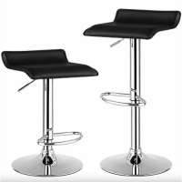 Барний стілець Costway Forse екошкіра 2 штуки з підставкою для ніг чорний