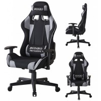 Геймерское кресло Bonro B-142 чёрно-серое + 2 подушки
