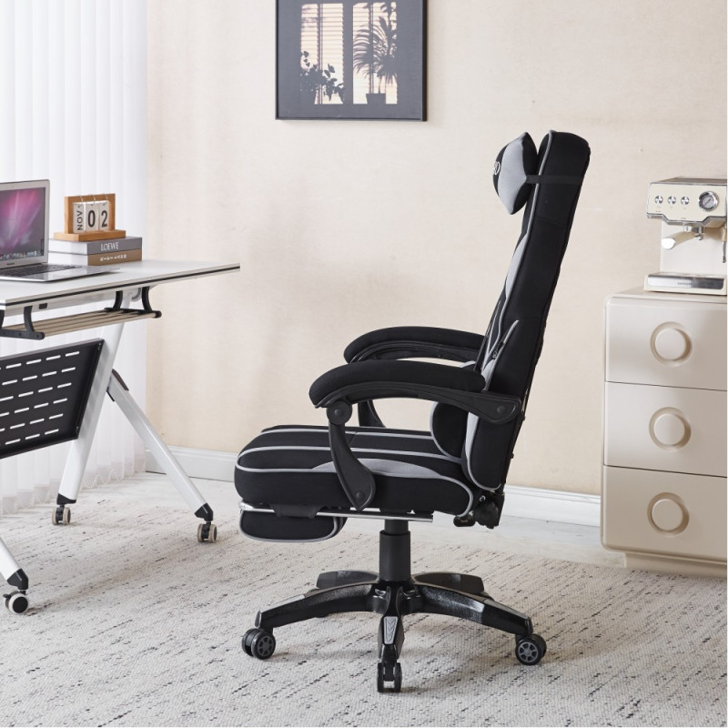 Крісло геймерське Bonro B-141 з підставкою для ніг, сіре