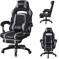 Геймерское кресло Bonro B-141 серое с подставкой для ног