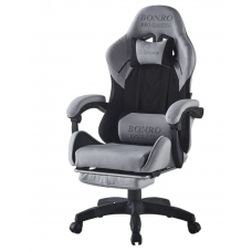 Геймерское кресло Bonro B-145 чёрно-серое с подставкой для ног