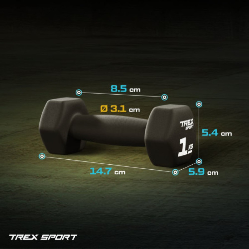 Гантелі для фітнесу неопренові TREX Sport TX-010VD 2x1 кг
