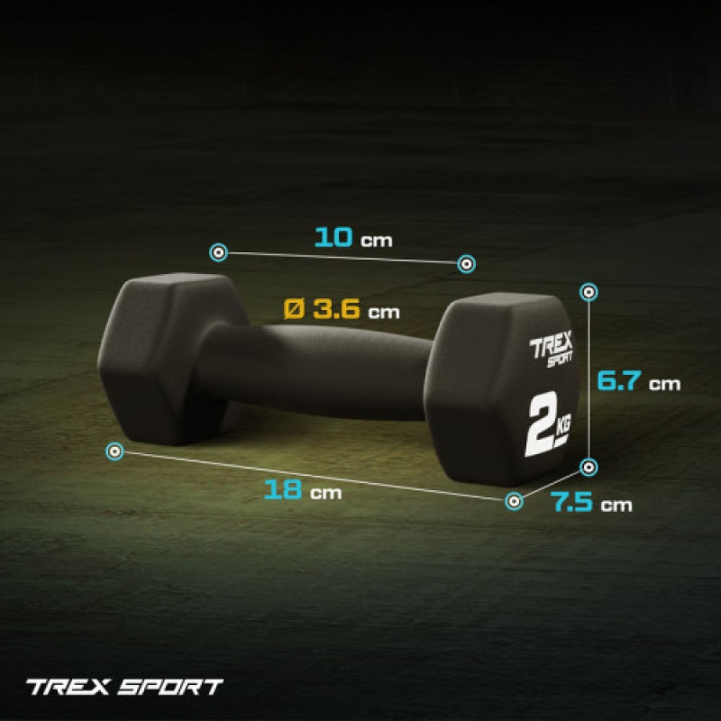 Неопреновые гантели для фитнеса TREX Sport TX-020VD 2x2 кг