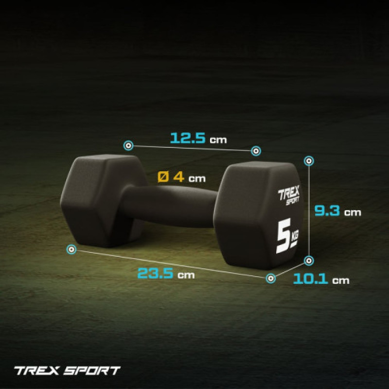 Неопреновые гантели для фитнеса TREX Sport TX-050VD 2x5 кг