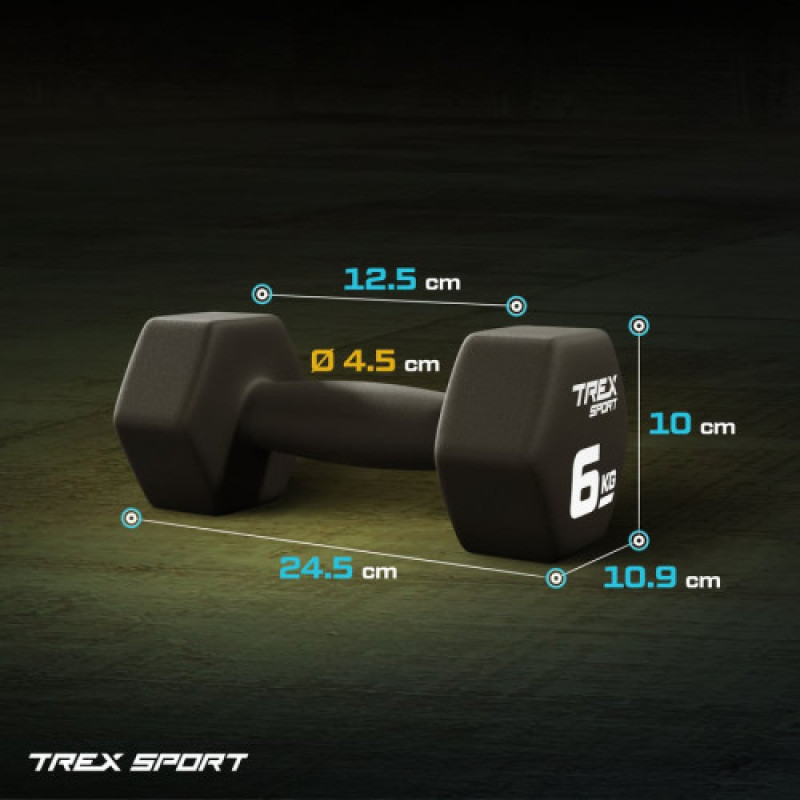 Неопреновые гантели для фитнеса TREX Sport TX-060VD 2x6 кг