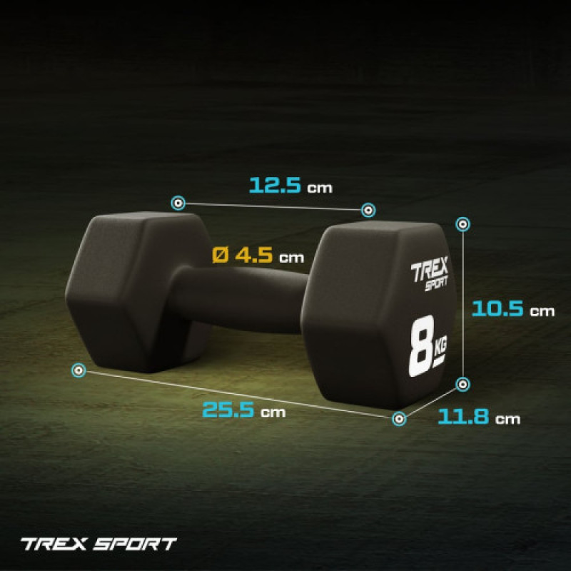 Неопреновые гантели для фитнеса TREX Sport TX-080VD 2x8 кг