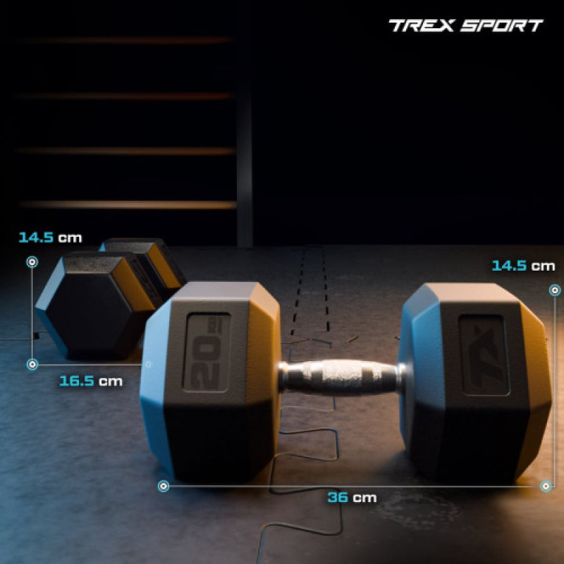 Гантеля шестигранна прогумована TX-200RD Trex Sport 20 кг