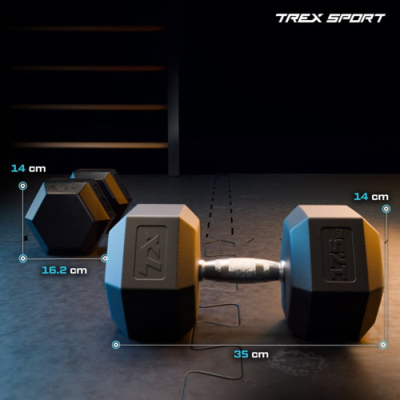Шестигранная обрезиненная гантель TX-175RD Trex Sport 17,5 кг