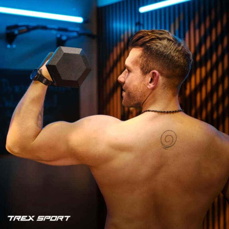 Шестигранная обрезиненная гантель TX-175RD Trex Sport 17,5 кг
