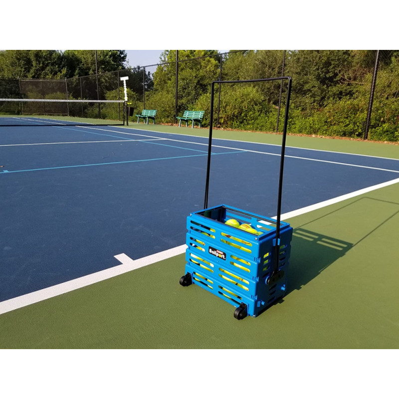 Корзина для теннисных мячей Unique BALLPORT Deluxe-long handles на 80 мячей blue