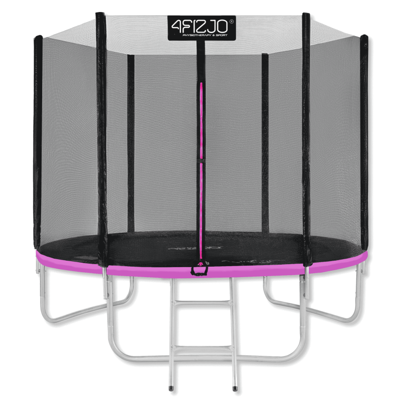 Батут 4FIZJO Classic 252 см Black/Pink с внешней сеткой и лестницей