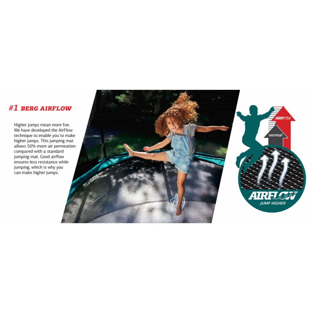 Батут Berg InGround Grand Champion Green 350x250 см с сеткой Deluxe