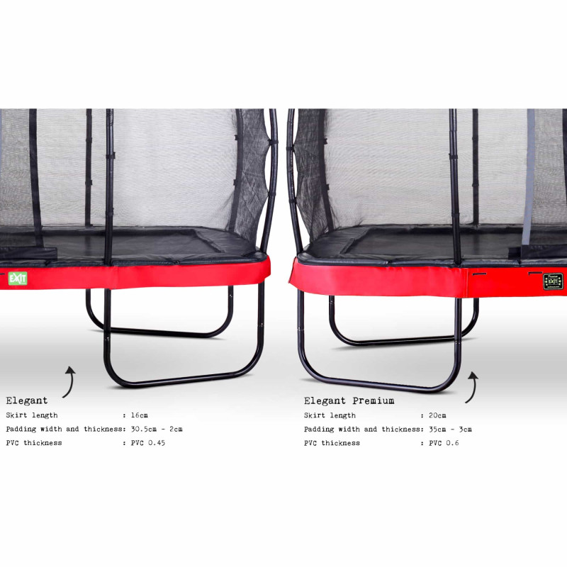 Батут Exit Elegant Premium Red 244x427 см с сеткой Deluxe