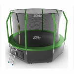 Батут FitToSky Green 183 см с внутренней сеткой и лестницей