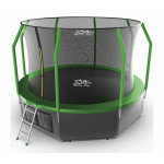 Батут FitToSky Green 312 см с внутренней сеткой и лестницей