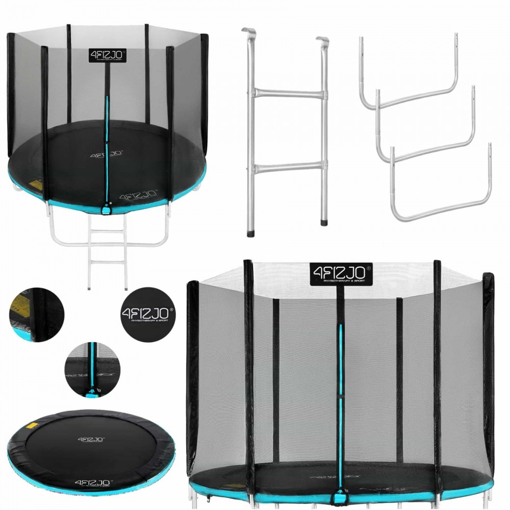 Батут 4FIZJO Classic 252 см Black/Blue с внешней сеткой и лестницей