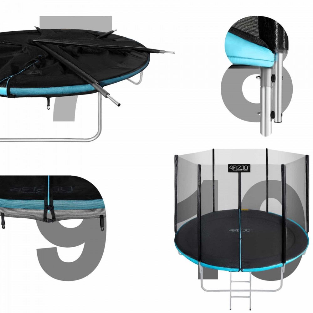 Батут 4FIZJO Classic 252 см Black/Blue с внешней сеткой и лестницей