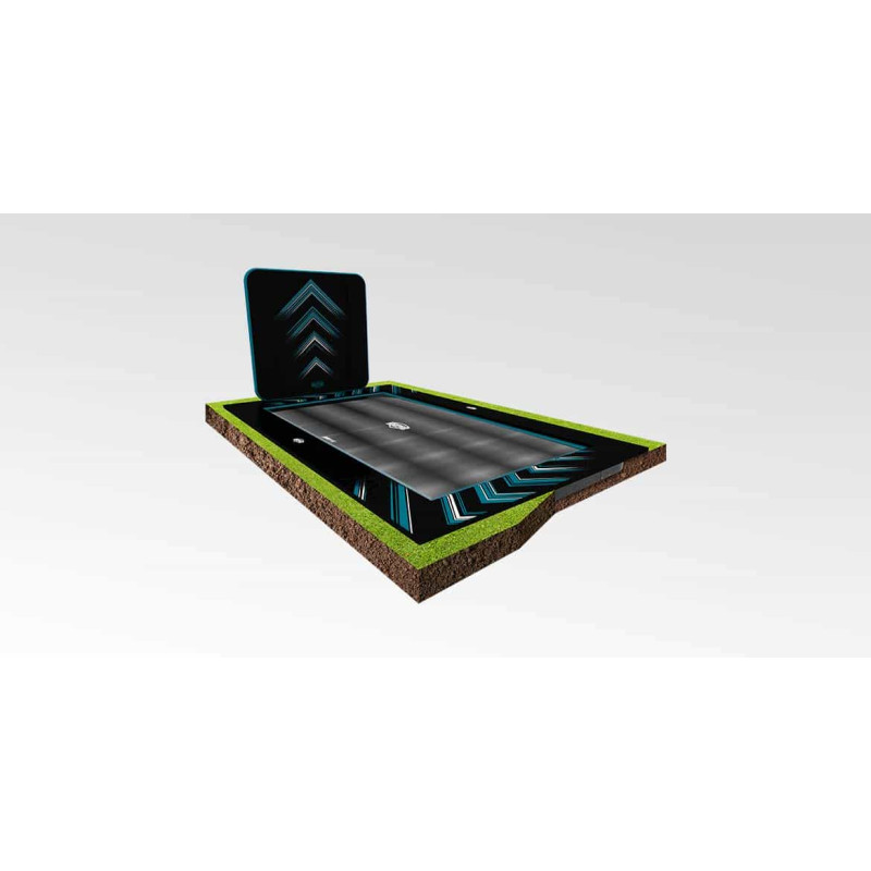 Батут Berg Ultim FlatGround Elite Black 500x300 см с AeroWall Black 2x2