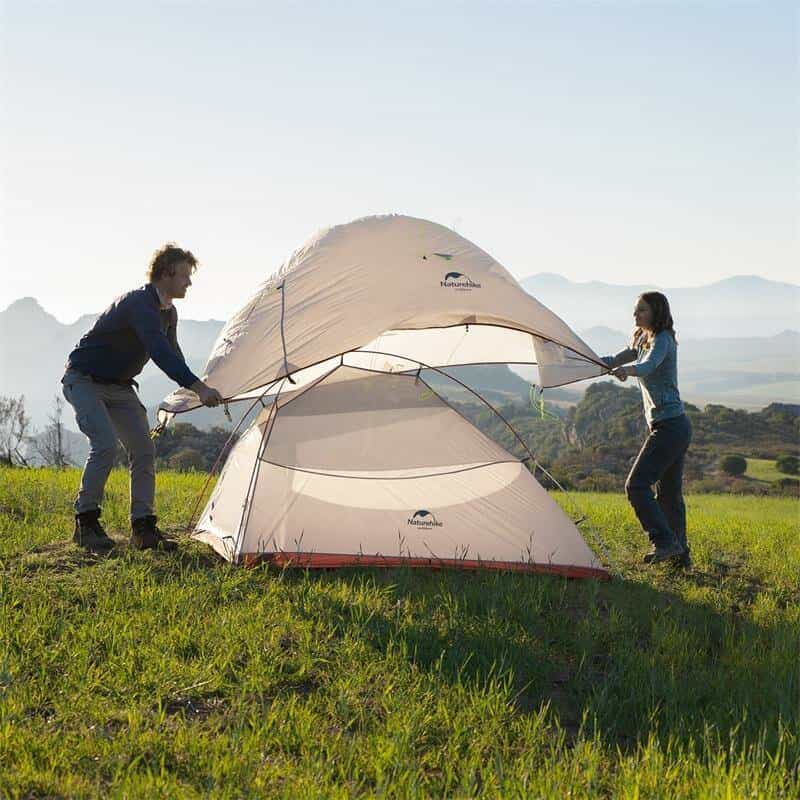 Ультралегкая двухместная палатка с подстилкой Naturehike Cloud Up 2 Updated NH17T001-T, 20D, серая